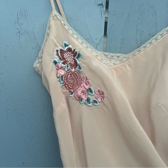 Vintage Banana Republic Camisole Rose Slip Tank Coquette Ribbon Lace Up Cycle - Picture 2 of 8